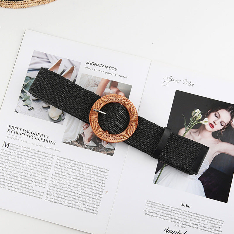 Cotton And Linen Straw Woven Belt Women Cotton And Linen Straw Woven Belt Women